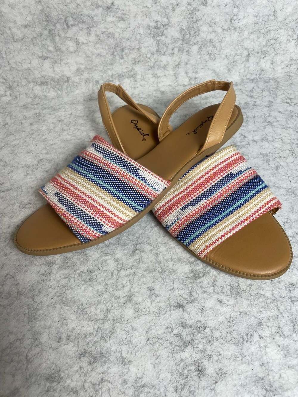 Women’s 9.5 Qupid Desmond Multicolored Woven Slingback Flat Sandals
